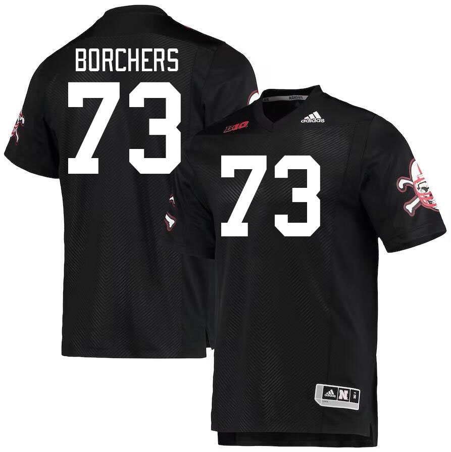Men #73 David Borchers Nebraska Cornhuskers College Football Jerseys Stitched Sale-Black - Click Image to Close